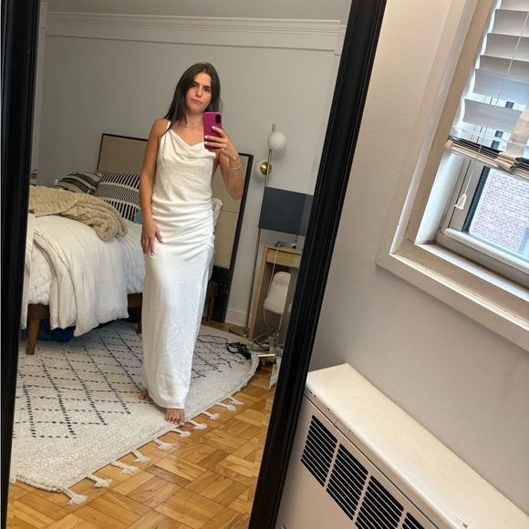 Ramy Brook Cream Cowl Neck Sleeveless SILK Maxi Gown - Picture 3 of 5